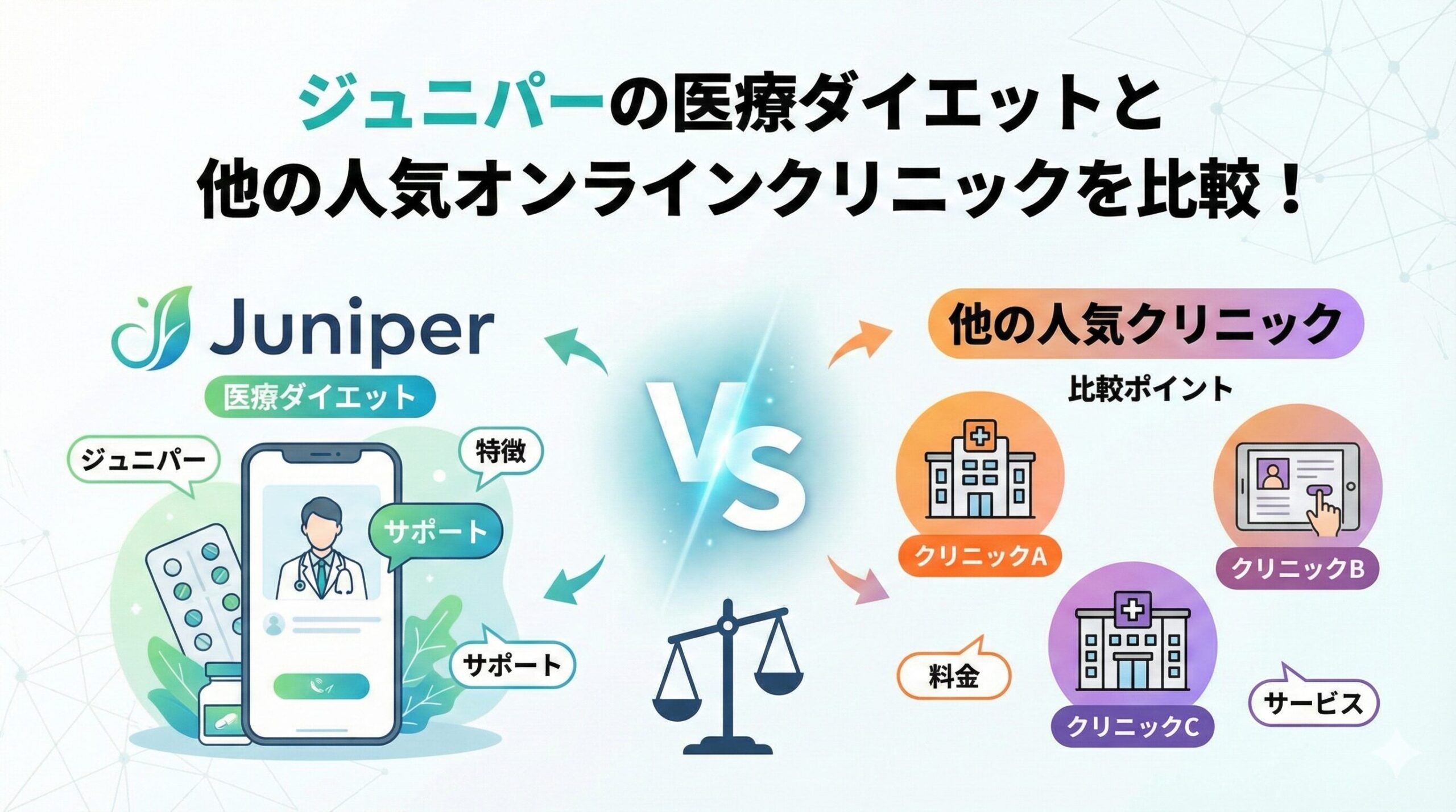 ジュニパーの医療ダイエットと他の人気オンラインクリニックを比較!